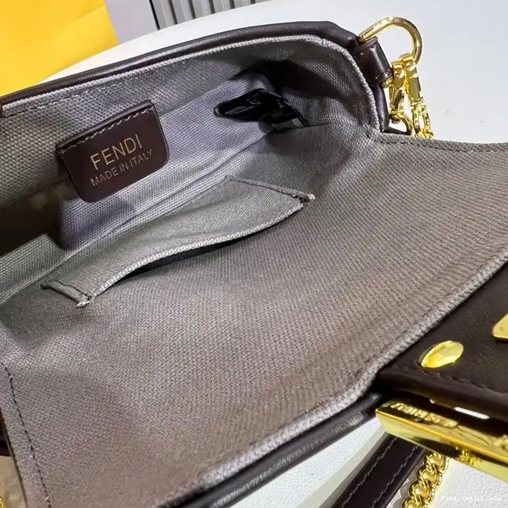 Cheap Bag Baguette Motif FF Multi Mini In Grey Fendi Canvas 0519